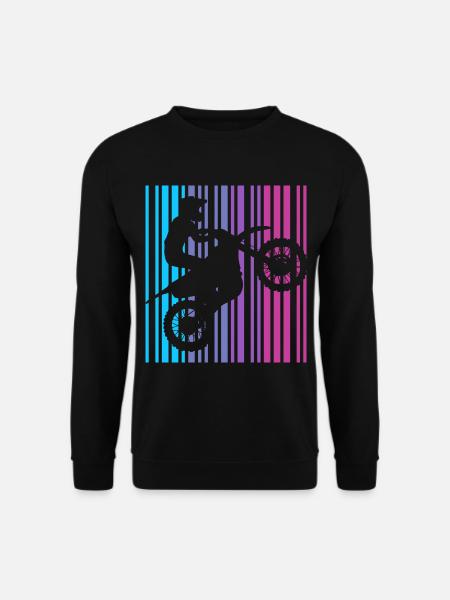 Motorrad Strichcode Motorradfahrer Motocross - Unisex Pullover - Schwarz