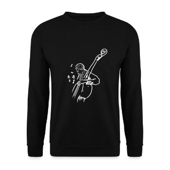 Samtiger Kontrabass Orchesterbühne - Unisex Pullover - Schwarz - Vorne - Alina (178cm) & Michal (187cm)