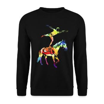 Anmutige Voltigiererin Mannschaft - Unisex Pullover - Schwarz - Vorne - Alina (178cm) & Michal (187cm)