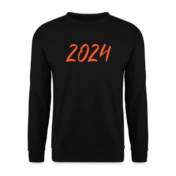 2024 Silvester Neujahr orangen - Unisex Pullover - Schwarz - Vorne - Alina (178cm) & Michal (187cm)