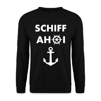 Schiff Ahoi Nautik Logo - Unisex Pullover - Schwarz - Vorne - Alina (178cm) & Michal (187cm)