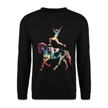 Akrobatischer Voltigiersport Mannschaft - Unisex Pullover - Schwarz - Vorne - Alina (178cm) & Michal (187cm)