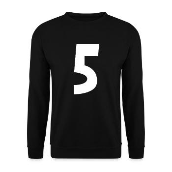 5. 5 JAHRE. 5-JÄHRIGES JUBILÄUM. 5-JÄHRIGES JUBILÄUM. 5. - Unisex Pullover - Schwarz - Vorne - Alina (178cm) & Michal (187cm)