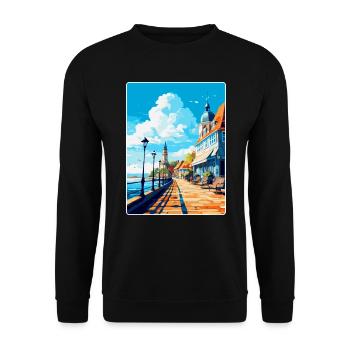Zoppot Polen Vintage Reiseplakat WPA Souvenir - Unisex Pullover - Schwarz - Vorne - Alina (178cm) & Michal (187cm)
