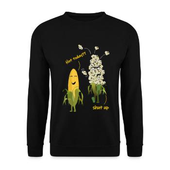 Mais Popcorn Heiß Wetter Sommer - Unisex Pullover - Schwarz - Vorne - Alina (178cm) & Michal (187cm)
