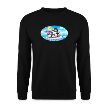 Lustige Pinguine - Unisex Pullover - Schwarz - Vorne - Alina (178cm) & Michal (187cm)