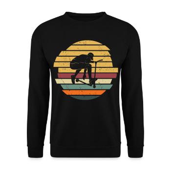 Stunt Scooter Roller Junge Vintage - Unisex Pullover - Schwarz - Vorne - Alina (178cm) & Michal (187cm)