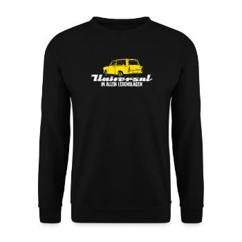 Trabi - universal gut - Unisex Pullover - Schwarz - Vorne - Alina (178cm) & Michal (187cm)