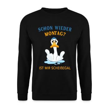 Schon wieder Montag? Ist mir Scheißegal - Unisex Pullover - Schwarz - Vorne - Alina (178cm) & Michal (187cm)