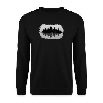 Wald - Forest Landschaft Natur Bäume - Unisex Pullover - Schwarz - Vorne - Alina (178cm) & Michal (187cm)