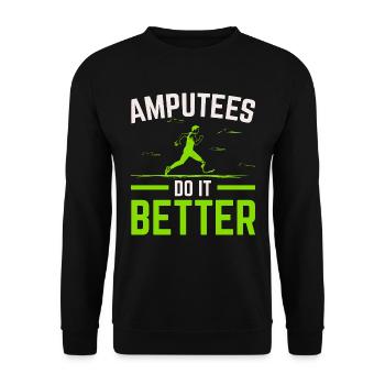 Amputierte machen es besser Amputation Amputiert - Unisex Pullover - Schwarz - Vorne - Alina (178cm) & Michal (187cm)