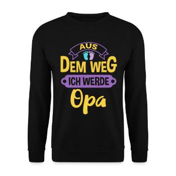 Aus dem Weg ich werde Opa Baby Ankündigung - Unisex Pullover - Schwarz - Vorne - Alina (178cm) & Michal (187cm)