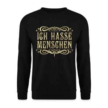 Ich hasse Menschen! - Unisex Pullover - Schwarz - Vorne - Alina (178cm) & Michal (187cm)