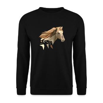 Pferd geometrisch low poly - Unisex Pullover - Schwarz - Vorne - Alina (178cm) & Michal (187cm)