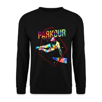 Beherzter Traceur Stadtparcours - Unisex Pullover - Schwarz - Vorne - Alina (178cm) & Michal (187cm)