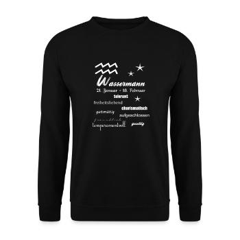 Wassermann Sternzeichen - Unisex Pullover - Schwarz - Vorne - Alina (178cm) & Michal (187cm)