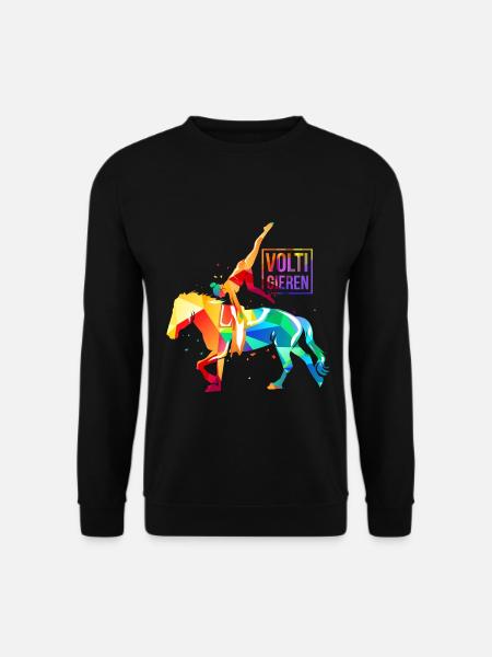 Schwungvolle Voltigierkunst Pferderücken - Unisex Pullover - Schwarz