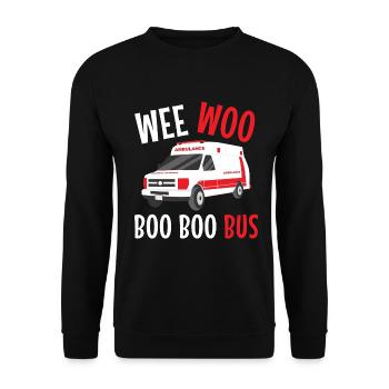 Sanitäter Wee Woo Bus Rettungsdienst - Unisex Pullover - Schwarz - Vorne - Alina (178cm) & Michal (187cm)