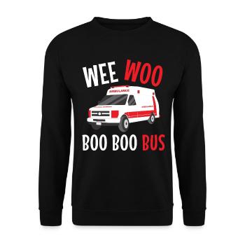 Sanitäter Wee Woo Bus Rettungsdienst - Unisex Pullover - Schwarz - Vorne - Alina (178cm) & Michal (187cm)