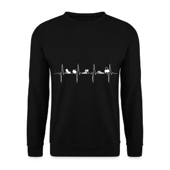 Herzschlag Shopping - Schuhe und Handtaschen - Unisex Pullover - Schwarz - Vorne - Alina (178cm) & Michal (187cm)