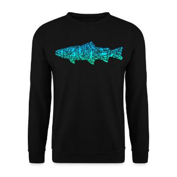 Forelle Angeln Fisch farbig Forellen Angler - Unisex Pullover - Schwarz - Vorne - Alina (178cm) & Michal (187cm)