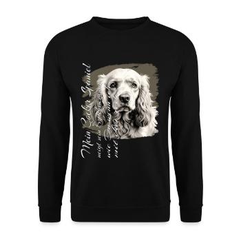 Englischer Cocker Spaniel lustiger Spruch - Unisex Pullover - Schwarz - Vorne - Alina (178cm) & Michal (187cm)