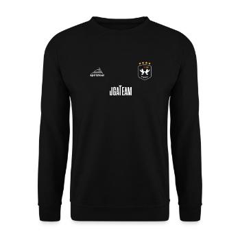 JGA - Trikot - JGA TEAM - Weiße Schrift - Unisex Pullover - Schwarz - Vorne - Alina (178cm) & Michal (187cm)