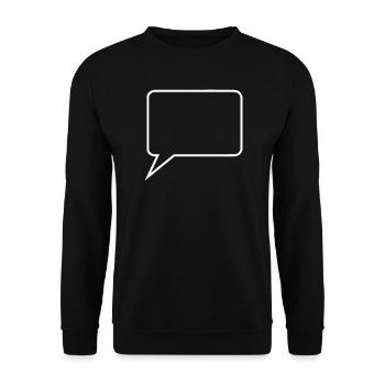 Sprechblase Comic selbst gestalten personalisieren - Unisex Pullover - Schwarz - Vorne - Alina (178cm) & Michal (187cm)