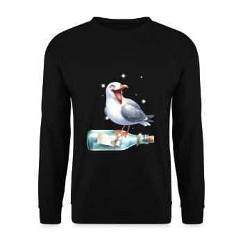 maritim Möwe Flaschenpost Möwen - Unisex Pullover - Schwarz - Vorne - Alina (178cm) & Michal (187cm)