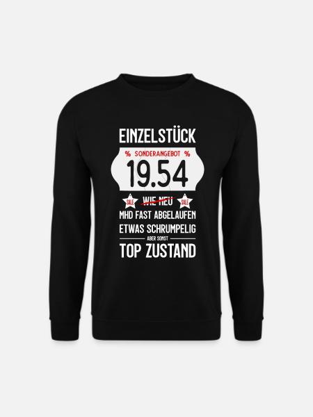 72. GEBURTSTAG 1954 EINZELSTÜCK PREISSCHILD - Unisex Pullover - Schwarz