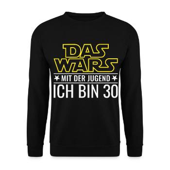 30. Geburtstag Das wars mit der Jugend - Unisex Pullover - Schwarz - Vorne - Alina (178cm) & Michal (187cm)