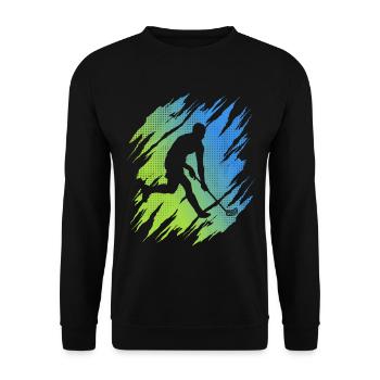 Unihockey Spieler Floorballspieler Floorball - Unisex Pullover - Schwarz - Vorne - Alina (178cm) & Michal (187cm)