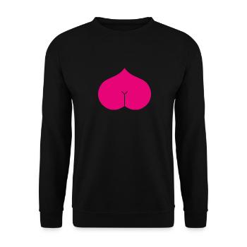 Arsch Herz Popo Liebe Lustig Geschenk - Unisex Pullover - Schwarz - Vorne - Alina (178cm) & Michal (187cm)