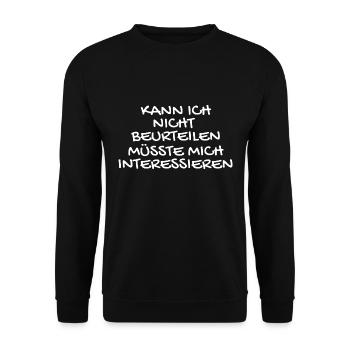 Witziger Spruch Beurteilen - Unisex Pullover - Schwarz - Vorne - Alina (178cm) & Michal (187cm)
