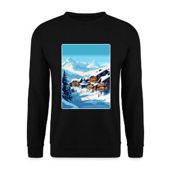Val Thorens France Vintage Travel Poster Souvenir - Unisex Sweatshirt - black - Front - Alina (178cm) & Michal (187cm)
