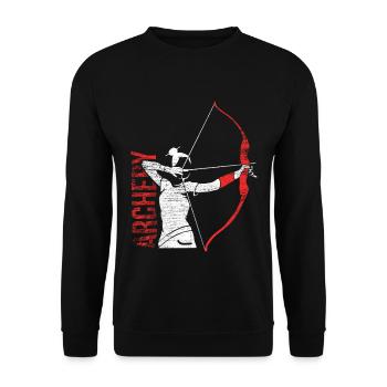Spannender Bogenschütze Bogenparcours - Unisex Pullover - Schwarz - Vorne - Alina (178cm) & Michal (187cm)
