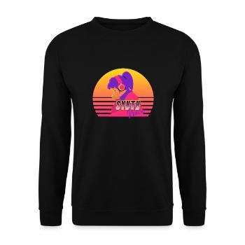 Synthwave Girl - Unisex Sweatshirt - black - Front - Alina (178cm) & Michal (187cm)