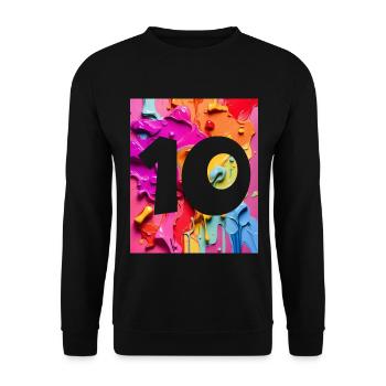 NON. 10 NUMÉRO 10 COLORÉ 10E ANNIVERSAIRE - Sweat-shirt Unisexe - noir - Devant - Alina (178cm) & Michal (187cm)