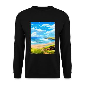 Constantine Bay, Cornouailles, Angleterre, Royaume-Uni, Affiche de voyage - Sweat-shirt Unisexe - noir - Devant - Alina (178cm) & Michal (187cm)