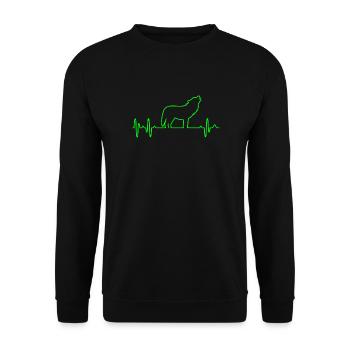 Wolf Herzschlag - Unisex Pullover - Schwarz - Vorne - Alina (178cm) & Michal (187cm)