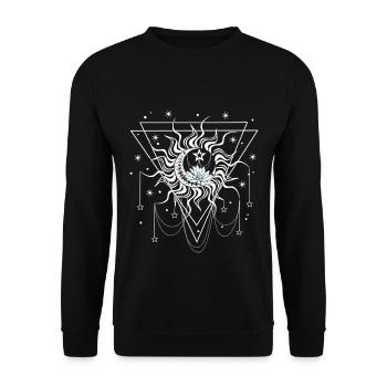 Sonne Mond und Sterne - Unisex Pullover - Schwarz - Vorne - Alina (178cm) & Michal (187cm)