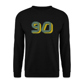 90. 90 JAHRE. 90. JAHRESTAG. 90-JÄHRIGES JUBILÄUM. - Unisex Pullover - Schwarz - Vorne - Alina (178cm) & Michal (187cm)