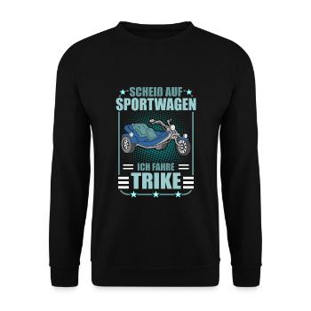 Triker Trike Trikerfahrer Dreirad Motortrike - Unisex Pullover - Schwarz - Vorne - Alina (178cm) & Michal (187cm)