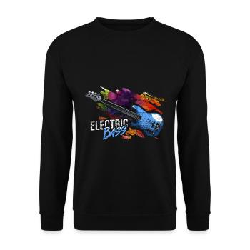 Saitenstarker E-Bass Livekonzert - Unisex Pullover - Schwarz - Vorne - Alina (178cm) & Michal (187cm)