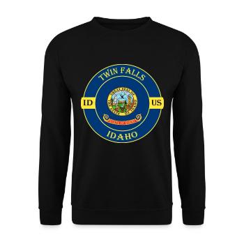 Twin Falls Idaho Flagge USA Reise Souvenir Abzeichen - Unisex Pullover - Schwarz - Vorne - Alina (178cm) & Michal (187cm)