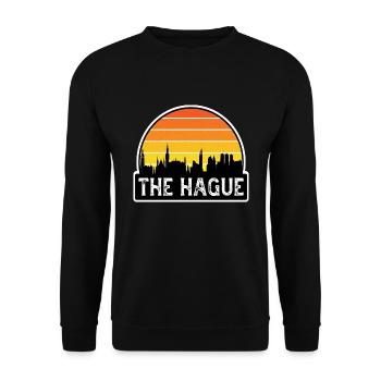 Den Haag Niederlande Flagge Skyline Reisesouvenir - Unisex Pullover - Schwarz - Vorne - Alina (178cm) & Michal (187cm)