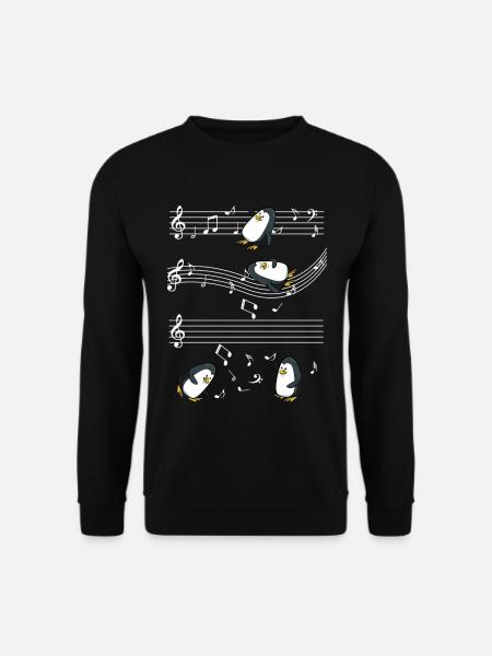 Musikalische Pinguine auf Notenbalken - Unisex Pullover - Schwarz