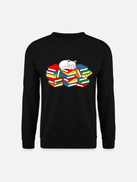 Bücher Katze - Unisex Pullover - Schwarz