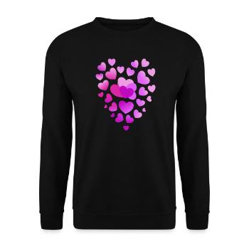 rosa Herzen pinkes Herz - Unisex Pullover - Schwarz - Vorne - Alina (178cm) & Michal (187cm)