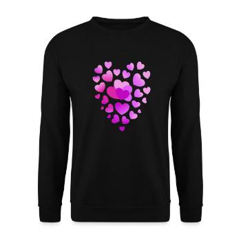 rosa Herzen pinkes Herz - Unisex Pullover - Schwarz - Vorne - Alina (178cm) & Michal (187cm)